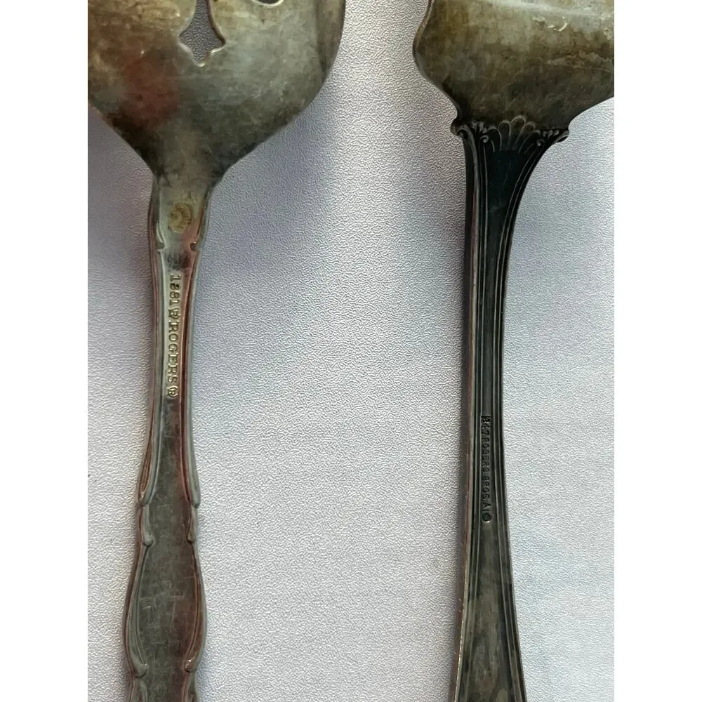 VTG Rogers Bros Silverplate Serving Utensils Lot Ladle Fork Pierced Spoon Tongs